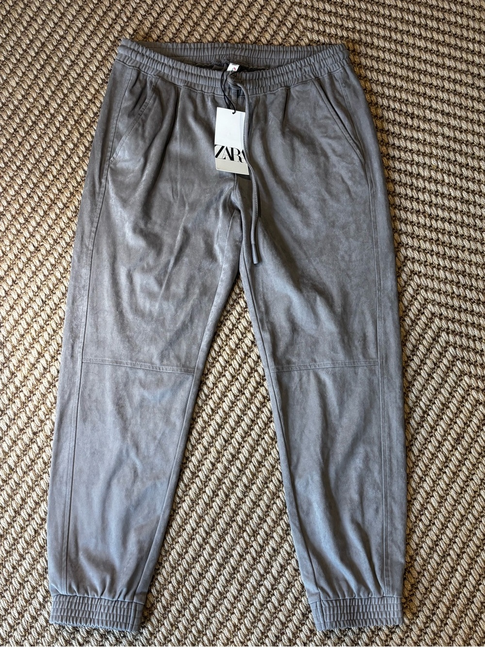 ZARA Gray Suede Track Jogger Pants